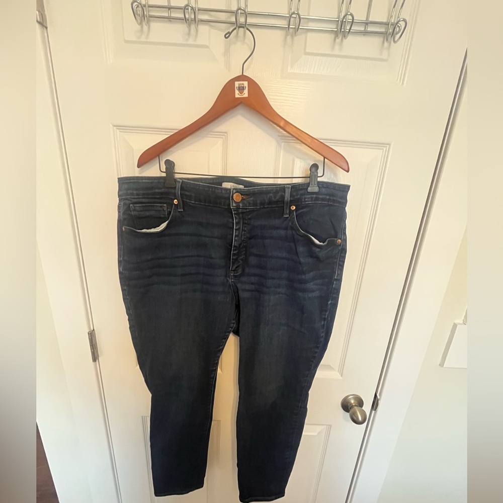 LOFT Dark Wash Skinny Crop Jeans